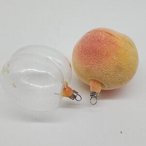 Vintage West Germany Glass Fruit Ornaments Peach Fuzzy Texture AS IS